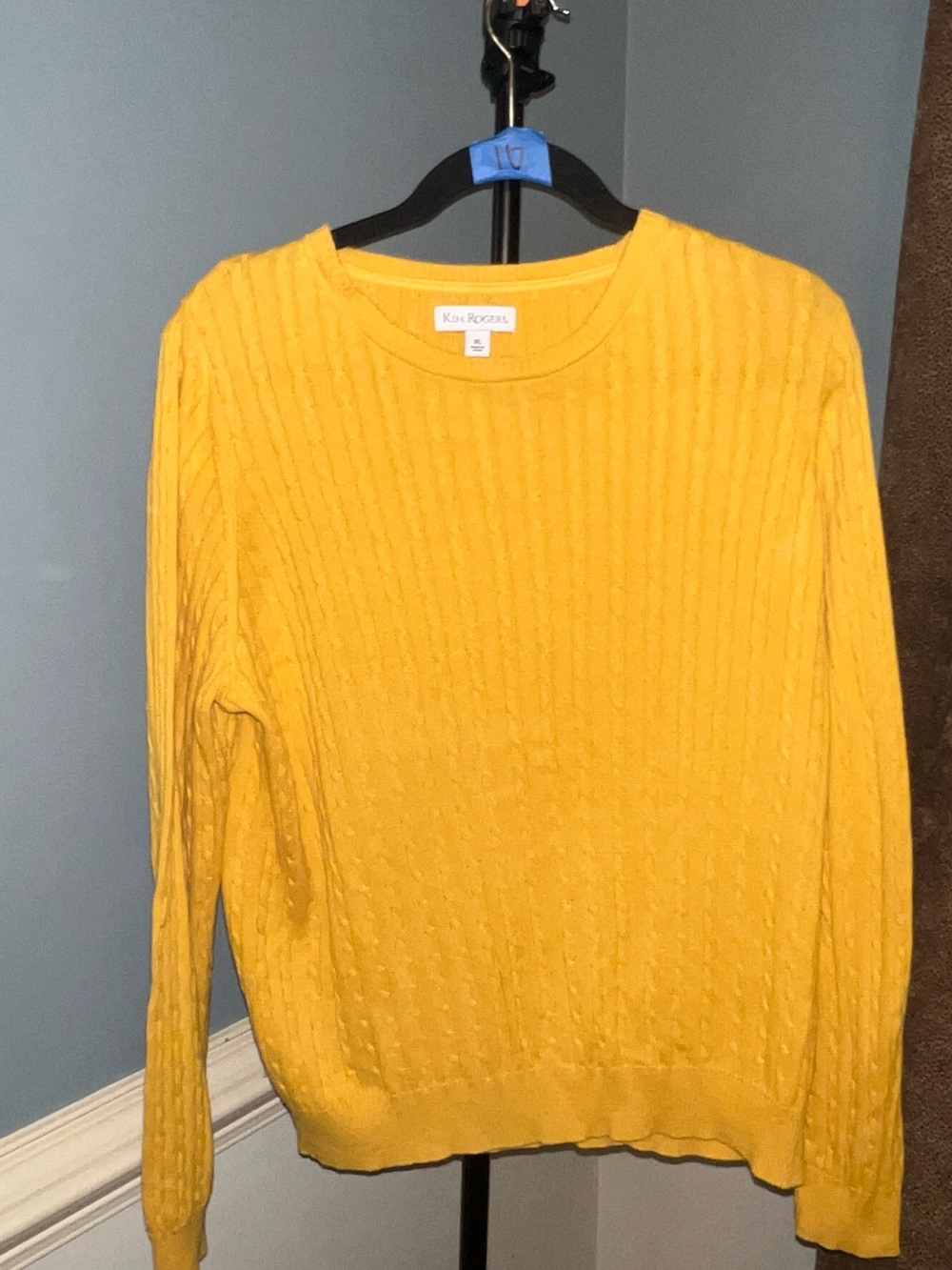 Kim Rogers Bright Yellow Cable Crewneck Sweater